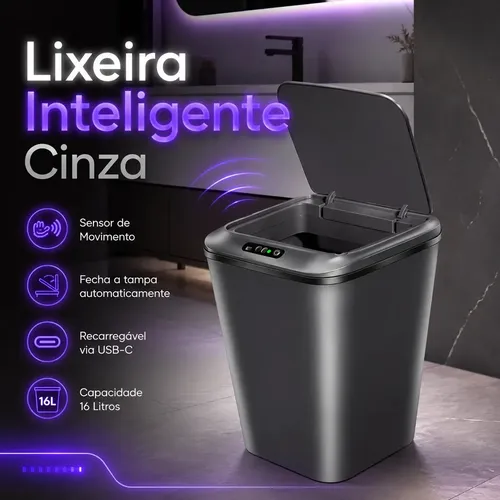 Lixeira Inteligente 16L com Sensor