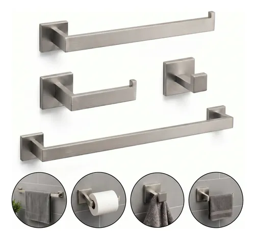 Kit Acessórios Banheiro Inox 4 Peças